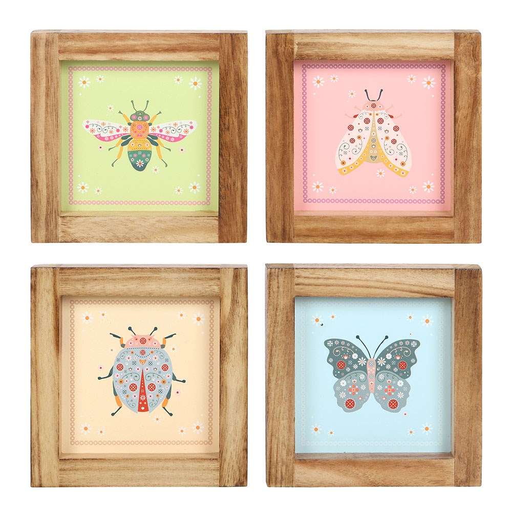 Something Different - Set of 4 Floral Bug Afbeelding met lijst - Multicolours
